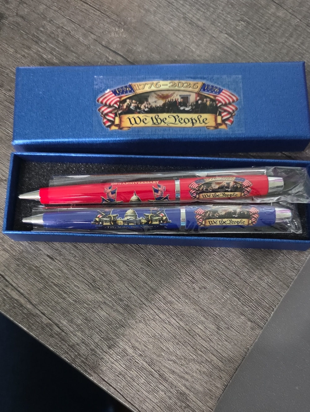 Patriotic 'We the People' Ballpoint Pen Set - Red & Blue -250th Anniversary Pens